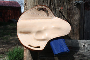 HOLSTER - S&W Shield - Natural Vegetable Tan with White Stitching